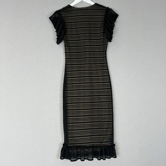 Max Studio Womens Dress Extra Small Black Crochet Midi Whimsigoth Fairy Grunge - Picture 7 of 11